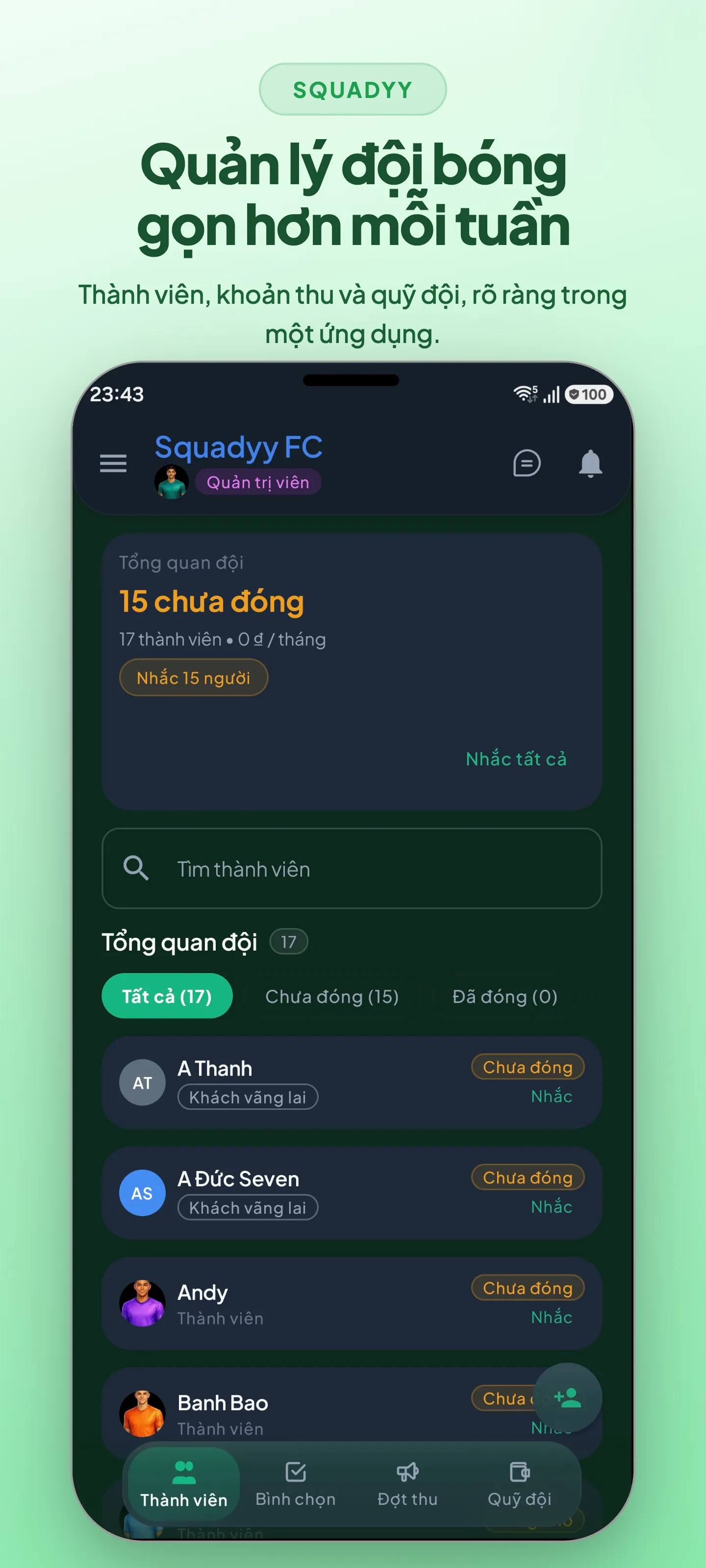 Squadyy - Quản lý thành viên