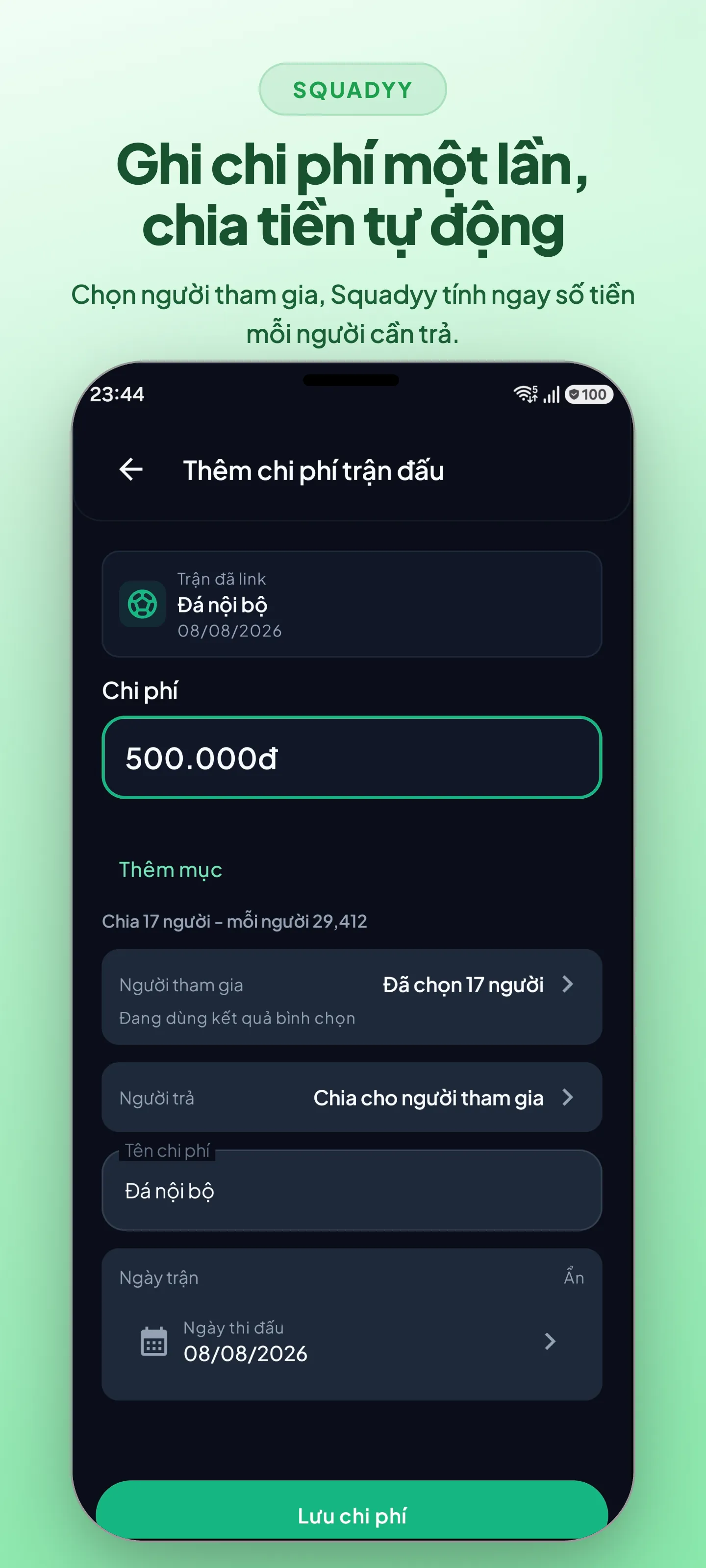 Chi phí trận đấu